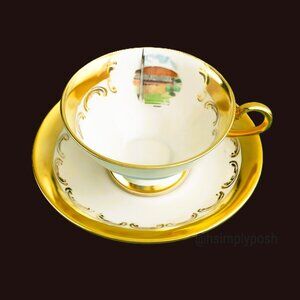 Edelstein | Gilded Demitasse Cup Saucer Vintage Bavaria Porcelain